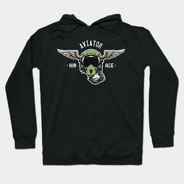 Aviator Air Ace Airplane Pilot Winged Helmet Hoodie by BG Creative